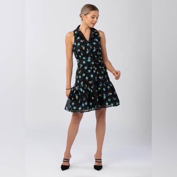 LARA RUFFLE MINI DRESS BOUQUET Sz L - Picture 6 of 9